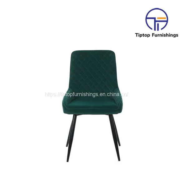 Tiptop Hot Sale New Design Luxury Green Linen Fabric Beach Wood Legs Leisure Chair For Dininig photo-2