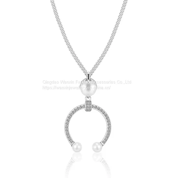 S925 Sterling Silver Crescent Pearl Pendant Necklace photo-3