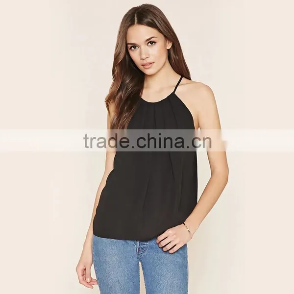 Black Sexy Saree Blouse Designs Sleeveless Lady Blouse & Tops