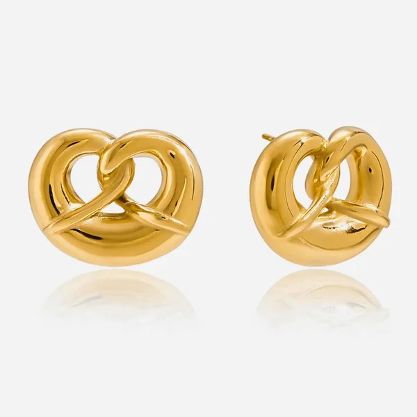 18K Gold Plated Waterproof Stainless Steel Heart Earrings Fashion Jewelry Set photo-4