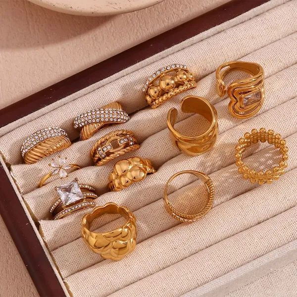 Stainless Steel Ring Sizes 6-12 Adjustable Fit CZ Stone Setting Option for Jewelry Suppliers