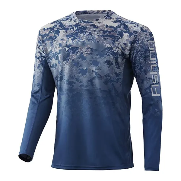 Custom Printing Fishing Shirt Men Long Sleeve UPF 50+ Sun Protection Breathable Quick Dry Fishing Wear Work Shirts OEM Factory