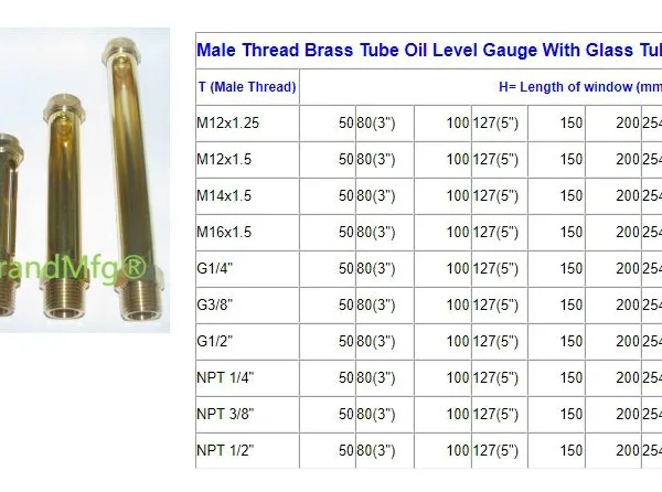 Male Thread Brass Tube Oil Level Indicator,OIL SIGHT GAUGE FOR HORIZONTAL DRUM photo-3