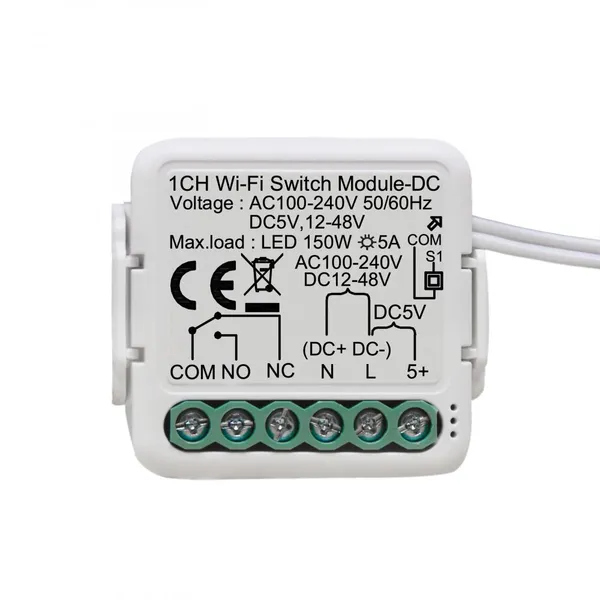 AC100-240V/ DC12-48V DC5V Dry Contact 5A MINI Wi-Fi+RF433 Smart Switch Module