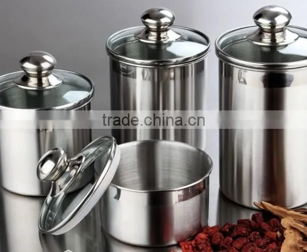 5'' Stainless Steel Airtight Canister Set With Glass Lid photo-3
