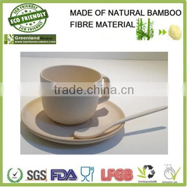 Wholesale New White Round Natural Green Bamboo Fibre Coffee Cup Small Spoon photo-2