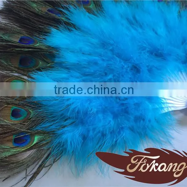 21 Piece Turkey Marabou And Peacock Feather Fan For Party Supplies photo-2