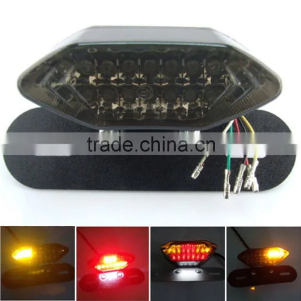 Black Motorcycle Lens LED Lights Integrated Tail Brake Stop Running License Lamp Bulb Motorcycle Tail Turn Signal For Quad ATV