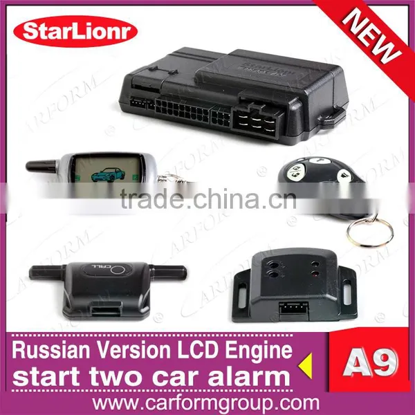 Hot Selling Car Alarm Starlionr A9 Security System Long Distance LCD Remote