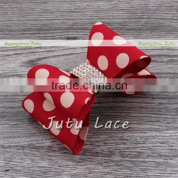 Newest Glitter Crystal Elastic Hair Headbands- Polka Dot Hair Bow Headband-satin Rhinestone Bow Hair Band photo-4