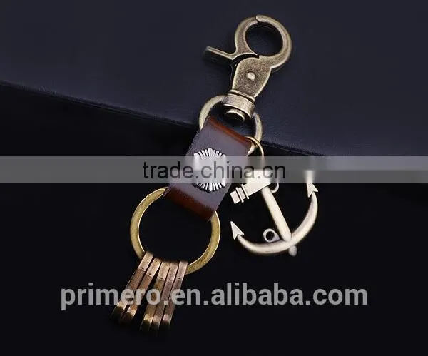 Men Custom Anchor Key Chain Female Leather Keyring Novelty Items photo-4