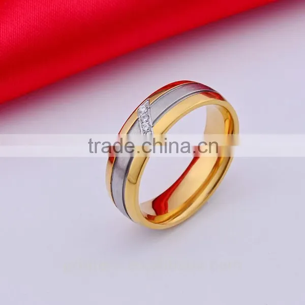 12pcs/lots Wholesale AAA+ CZ Couple Ring 18k Gold Plated Stainless Steel Latest Wedding Designs photo-2