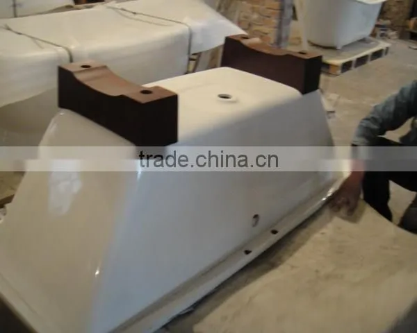 Rectangular Freestanding Cast Iron Bathtub With Wooden Cradle photo-4