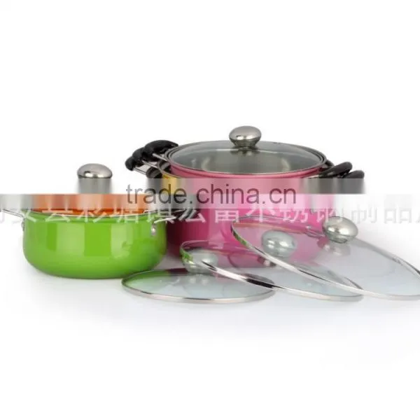 New Products 5pcs Colorful Stainless Steel Cookware Sets With Glass Lid photo-4