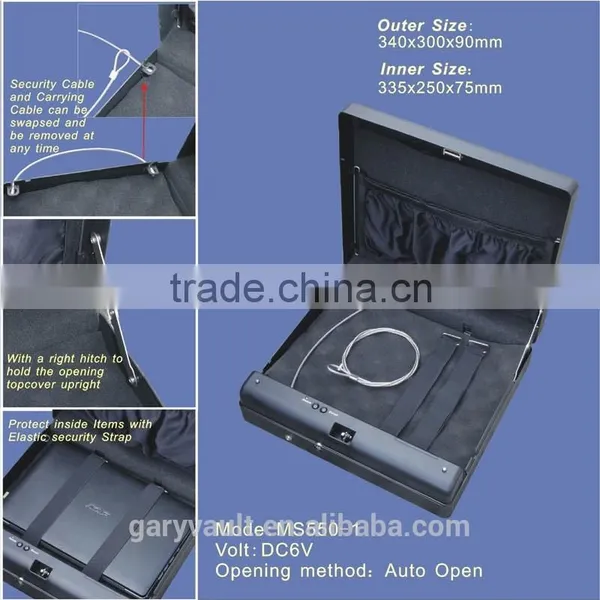 Wholesale- MS550 Micro Vault Biometric Fingerprint Car Handgun Pistol A4 Office Document Security Storage Portabe Steel Safe Box photo-3