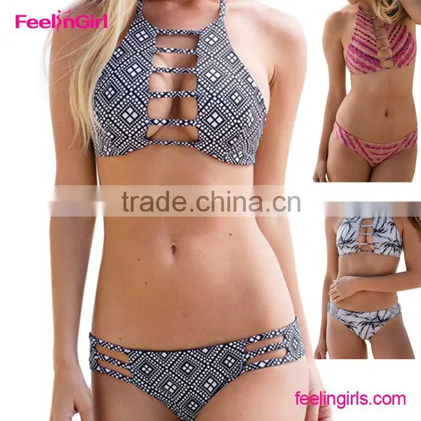 High Neck Tankini Swimsuits Vintage Cut Out Two Piece Bikini Set Pin up Swimwear photo-4