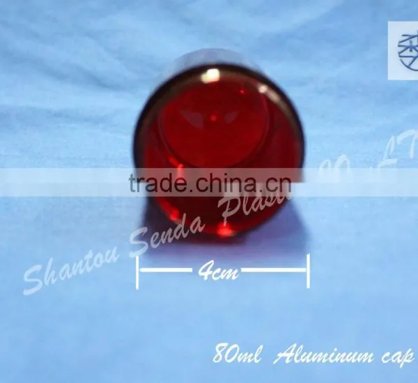 80ML Amber Plastic Bottle With Aluminum Screw Cap, Amber PS Pill Bottle, Amber Acrylic Bottle With Silvery / Golden Cap photo-6