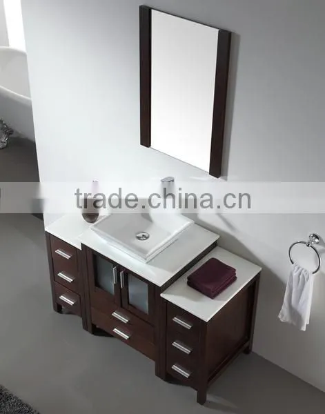Wooden Bathroom Vanity Bathroom Wash Basin Square Counter Top Ceramic Bathroom Furniture No.3199C photo-2
