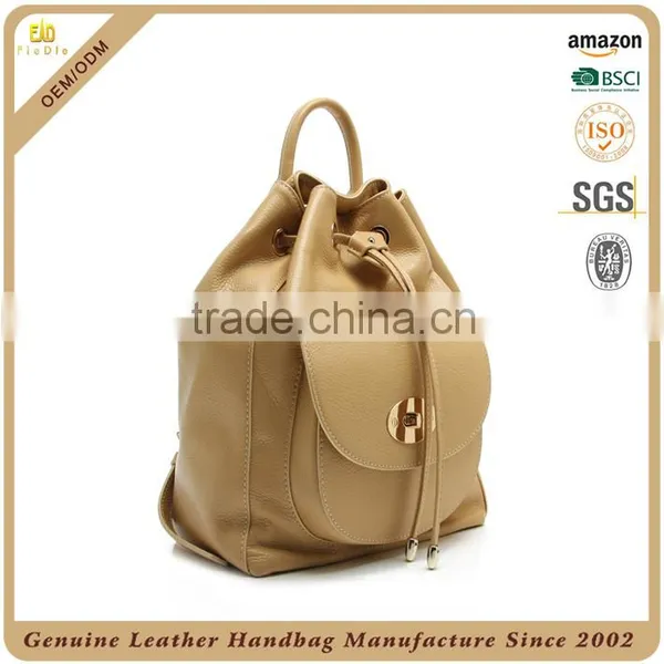 China Supplier Genuine Leather Hands Bags Online Shopping Backpack Women Drawstring Bag photo-2