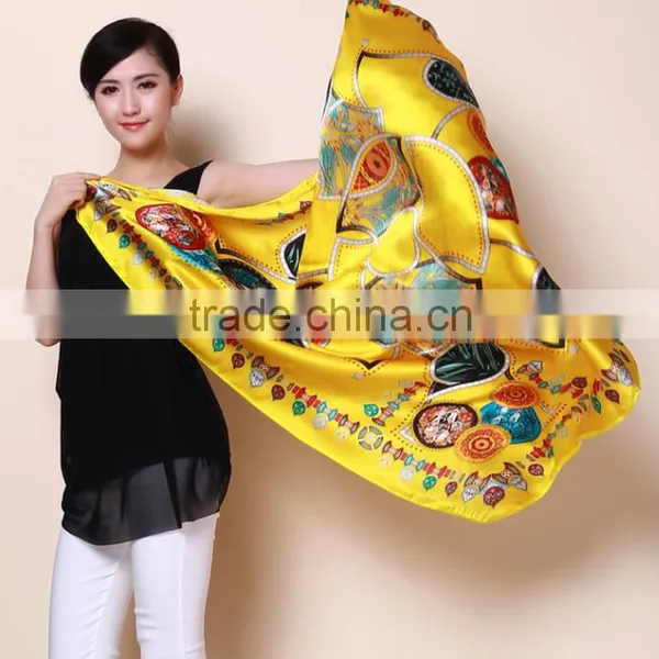 2015 Women Lady Print Silk 110*110CM Neck Scarf photo-2