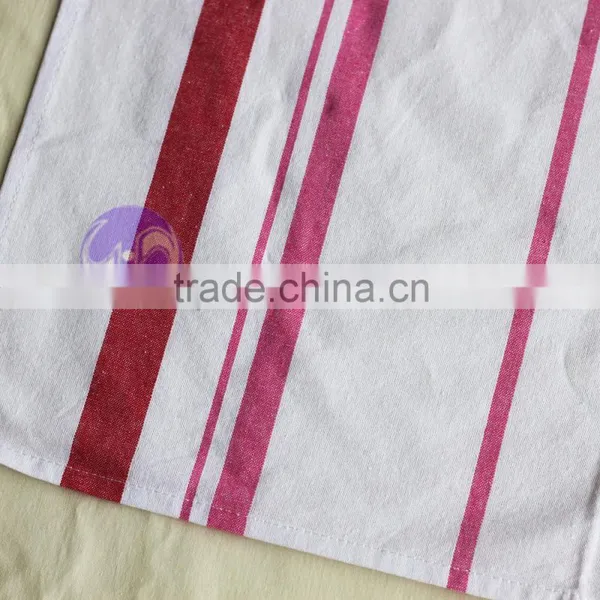 100% Cotton Plain White Red Stripe Printed Kitchen Tea Towel photo-5