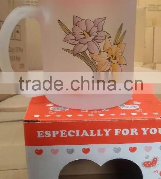 Frosted Glass Tea Mug With Plastic Lid 350ML Promotional Cup photo-3