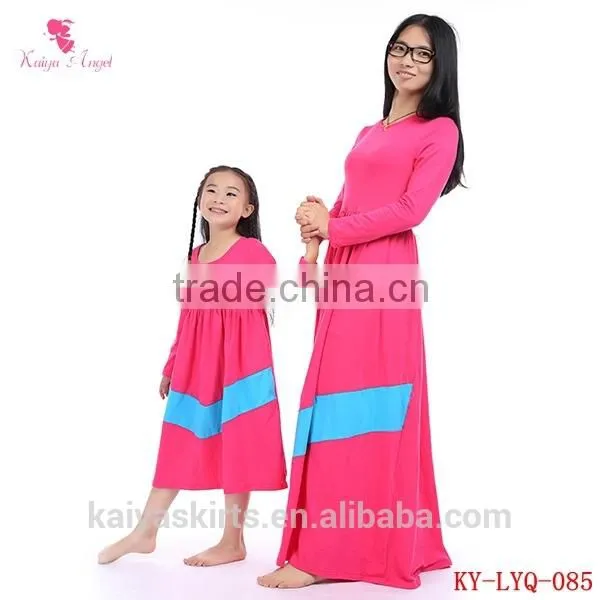 2016 Kids Boutique Clothes Cotton Long Designer One Piece Mommy and me Maxi Dress photo-3
