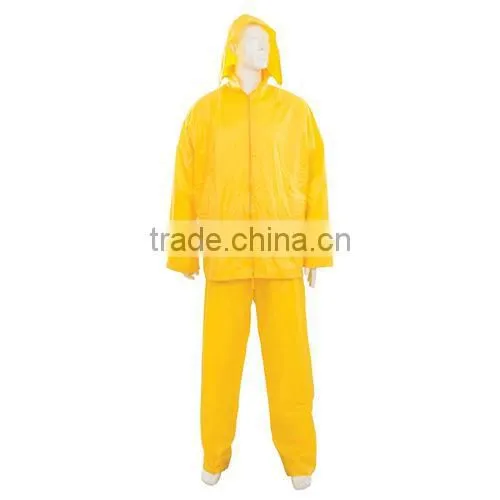 Yellow Hooded Pvc Rain Suit 2pcs Raincoat