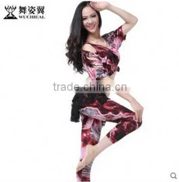 Wuchieal 2015 Printing Training Belly Dance Costume Set Quality Choice photo-3