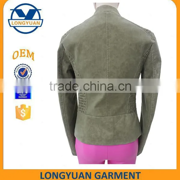Slim Type New Design Fashion Material Customized pu Leather Jacket for Woman photo-2