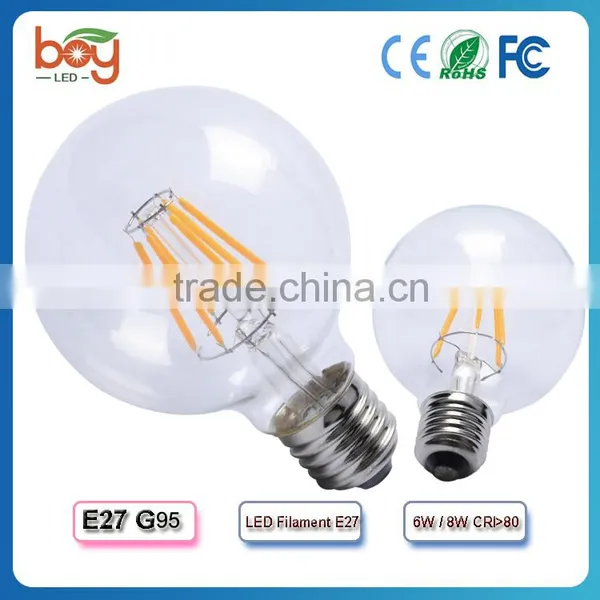 220-240V LED 4/6/8W Squirrel E27 2200K Edison Globe Light G80 G95 G125 Warm White Vintage LED Filament