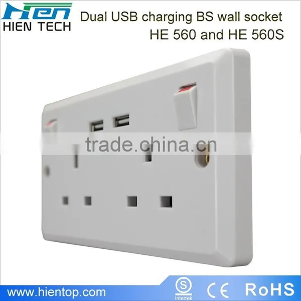 BS 13A Universal Socket Outlet 2 Gang UK Standard Electric Socket With USB photo-3