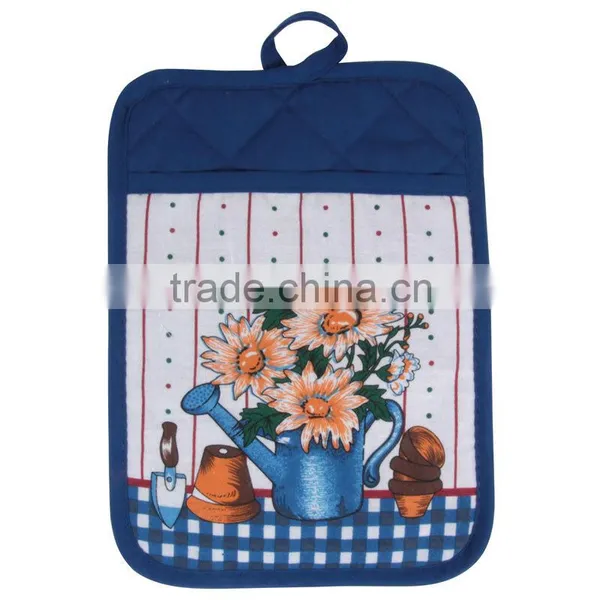Silk Screen Pigment Printing 3 Pcs Cotton Kitchen Set Kitchen Textile Wholesale Oven Mitten & Pot Holder photo-2