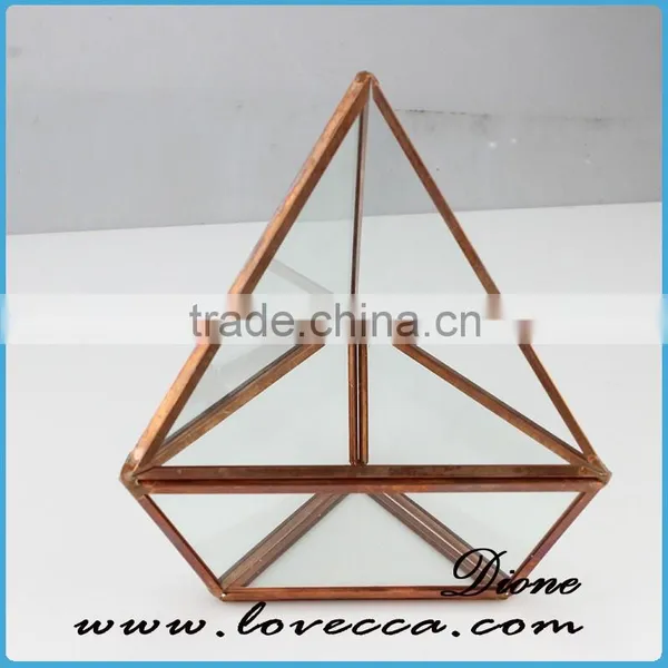 Wholesale Indoor Plant Rose Gold Geometrical Glass Terrarium With Metal Frame photo-5