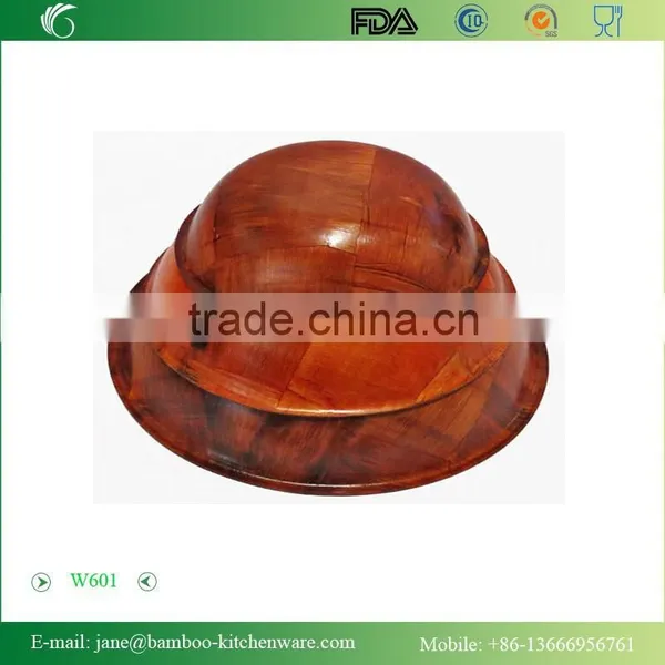 W601 Woven Wood Bowls Round Shape for Salads or Snacks photo-2
