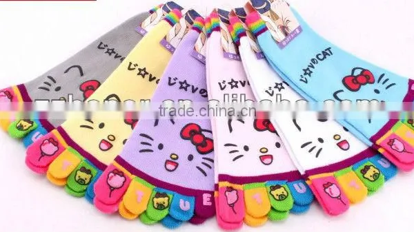 Women's Five Toe Socks, Hello k Toe Socks, Lovey Cartoon Summer Toe Socks