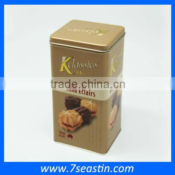 Recyclable New Design Square Metal Cookies Tin Can From Dongguan Factory photo-2