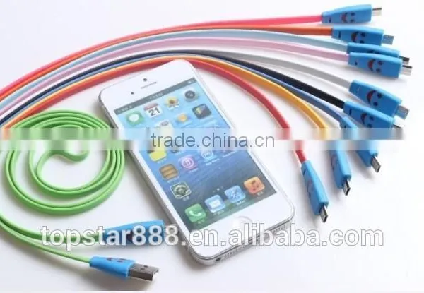 USB 3.1 Cable LED Smile Cables Chargers Mini Usb Lighting Cable for Android Phone