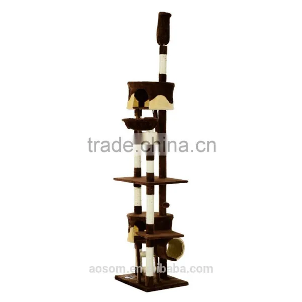 Pawhut Coffee Cream 260cm Cat Tree Kitten Activity Center photo-3
