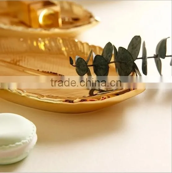 Ceremic Golden Fashion Display Decortative Jewelry Tray photo-5