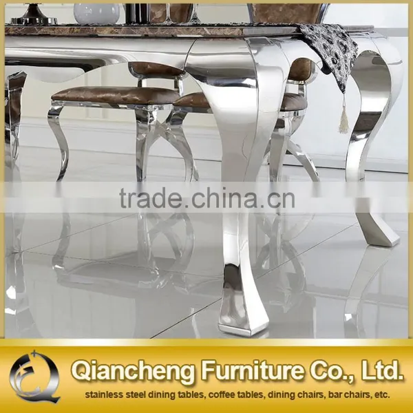 Simple Designs 4 Stainless Steel Legs Marble Top Dining Table photo-3