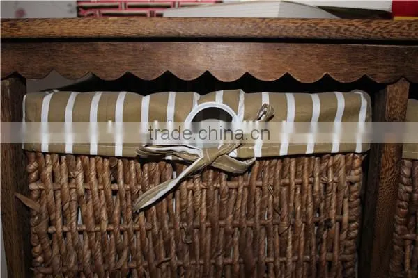 Wooden Cabinet With Four Wicker Drawers and One Door photo-2