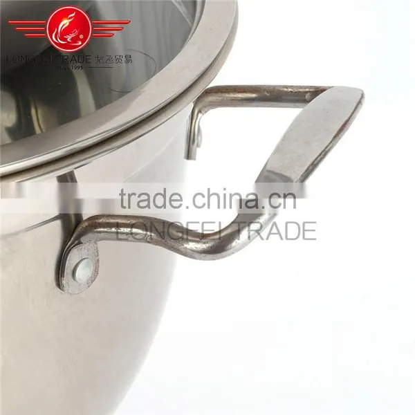 Longfei Stainless Steel Handle Hign Pot/ Stock Pot/ Soup Pot With Glass Lid photo-2