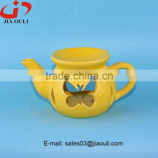 Easter Decoration With Butterfly Hollow Out Teapot Shape Oil Diffuser, Ceramic Oil Burner photo-2