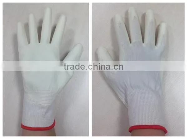 DDSAFETY 13 Gauge White Nylon Liner Knit Wrist Glove White PU Coated White Nylon Glove photo-3