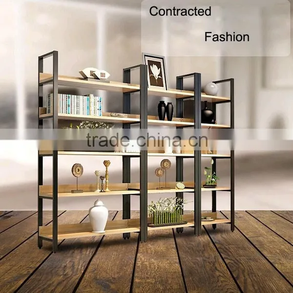 Steel-wood Bookshelf, Metal Frame French Style Furniture Antique Bookshelf Wooden Bookshelf photo-2