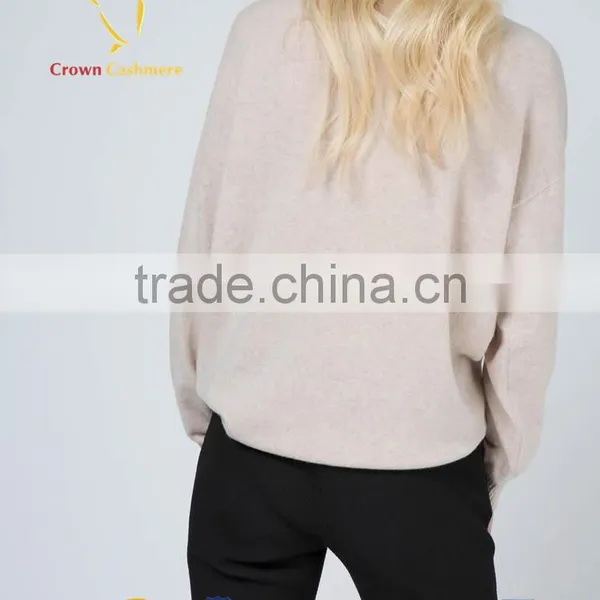 Women Round Neck Winter Loose Soild Color Pullover Sweater photo-3