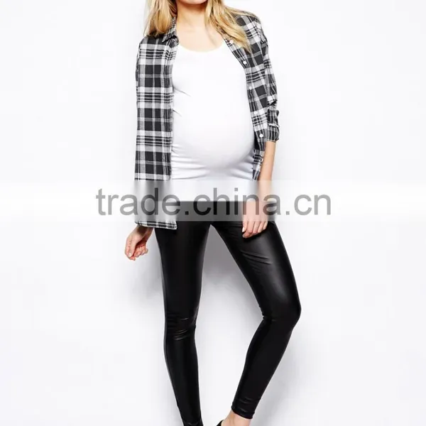 Hot Girls Sexy Black Faux Leather Leggings Maternity Pants