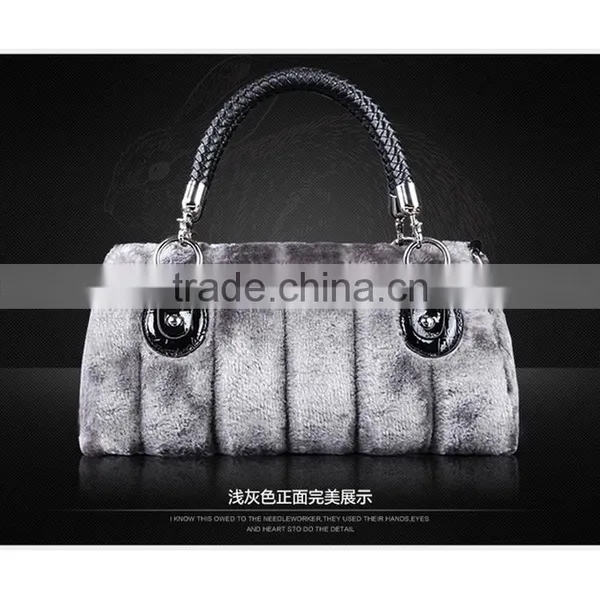Grace Luxury Imitation Feather Party Hand Bag for Woman Gender Straw Bag Fur Bag Charm photo-2