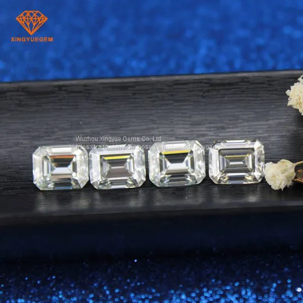 Cheapest Price 8mm 2CT Loose Gem Stones GH Color Emerald Fancy Cut Lab Created Moissanite Diamonds​ photo-4